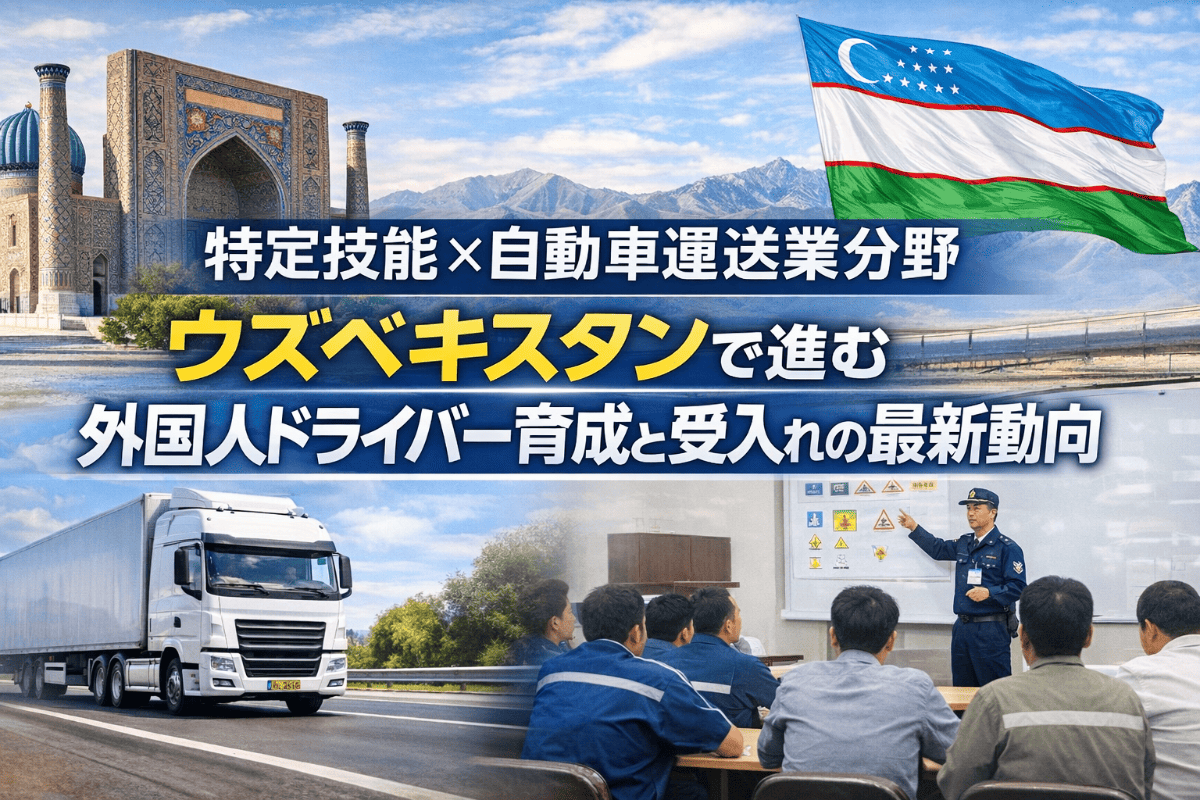 特定技能・自動車運送業分野におけるウズベキスタン人外国人ドライバー育成と日本での受入れ動向を示すアイキャッチ画像
