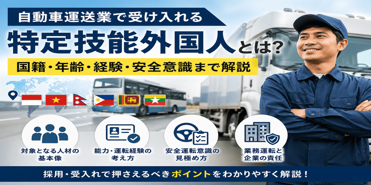 自動車運送業で受け入れる特定技能外国人とは？国籍・年齢・経験・安全意識まで解説│特定技能（自動車運送業分野）