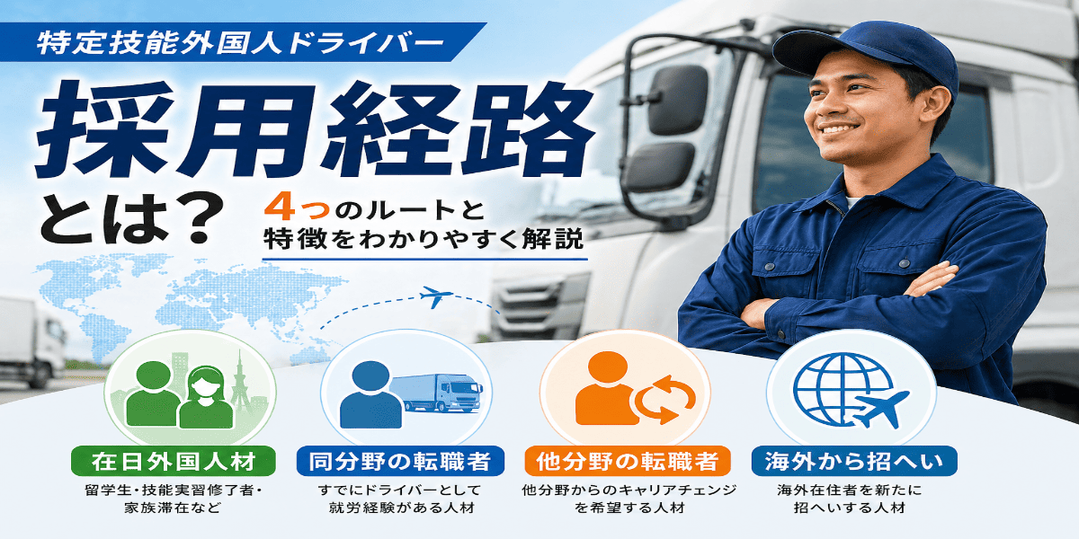 特定技能外国人ドライバーの採用経路とは？在日外国人・転職者・海外人材の違いを解説│特定技能（自動車運送業分野）